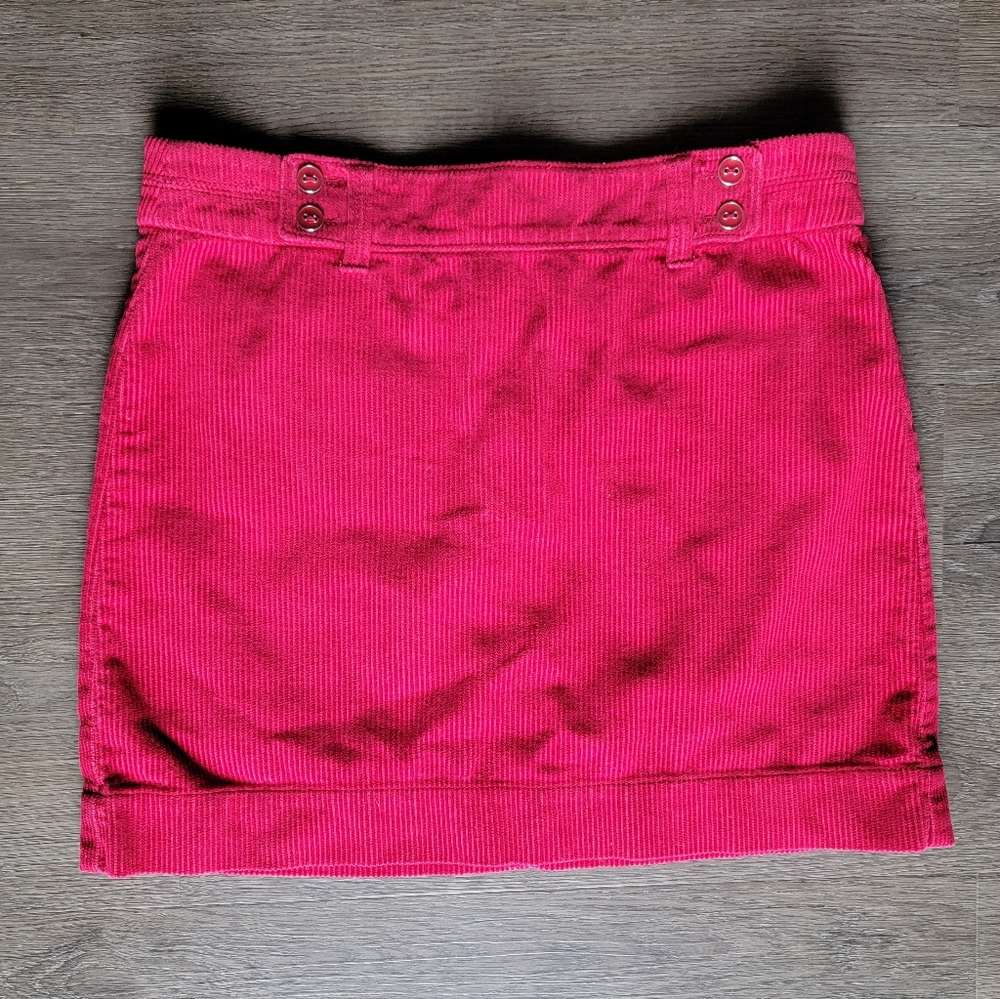 Vibrant Red Ann Taylor LOFT Corduroy Skirt Size 6